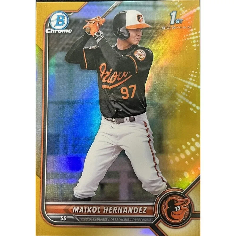 2022 Bowman Prospects Maikol Hernandez Gold Refractors BCP-155 Baltimore Orioles